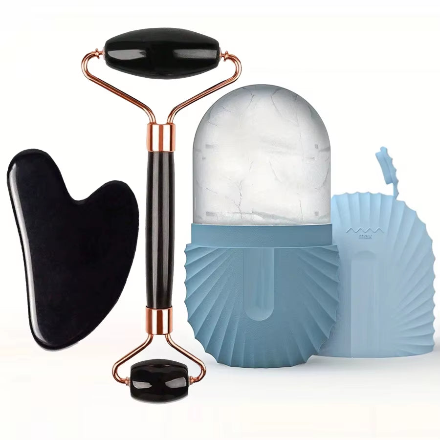 1/2/3Pcs Ice Face Roller Facial Skincare Ice Roller Facial Roller Guasha Face Tool Set Face Massage Roller Lifting Contouring