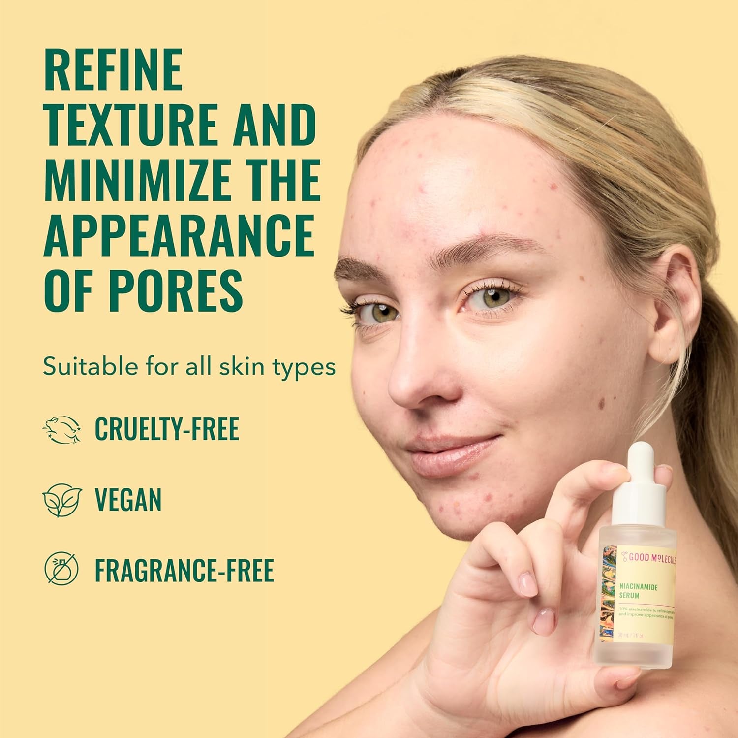 Niacinamide Serum 10%, Pore & Texture Serum, 1 Fl Oz | 10% Niacinamide Serum to Refine Skin Texture and Minimize the Look of Pores. Non-Comedogenic.