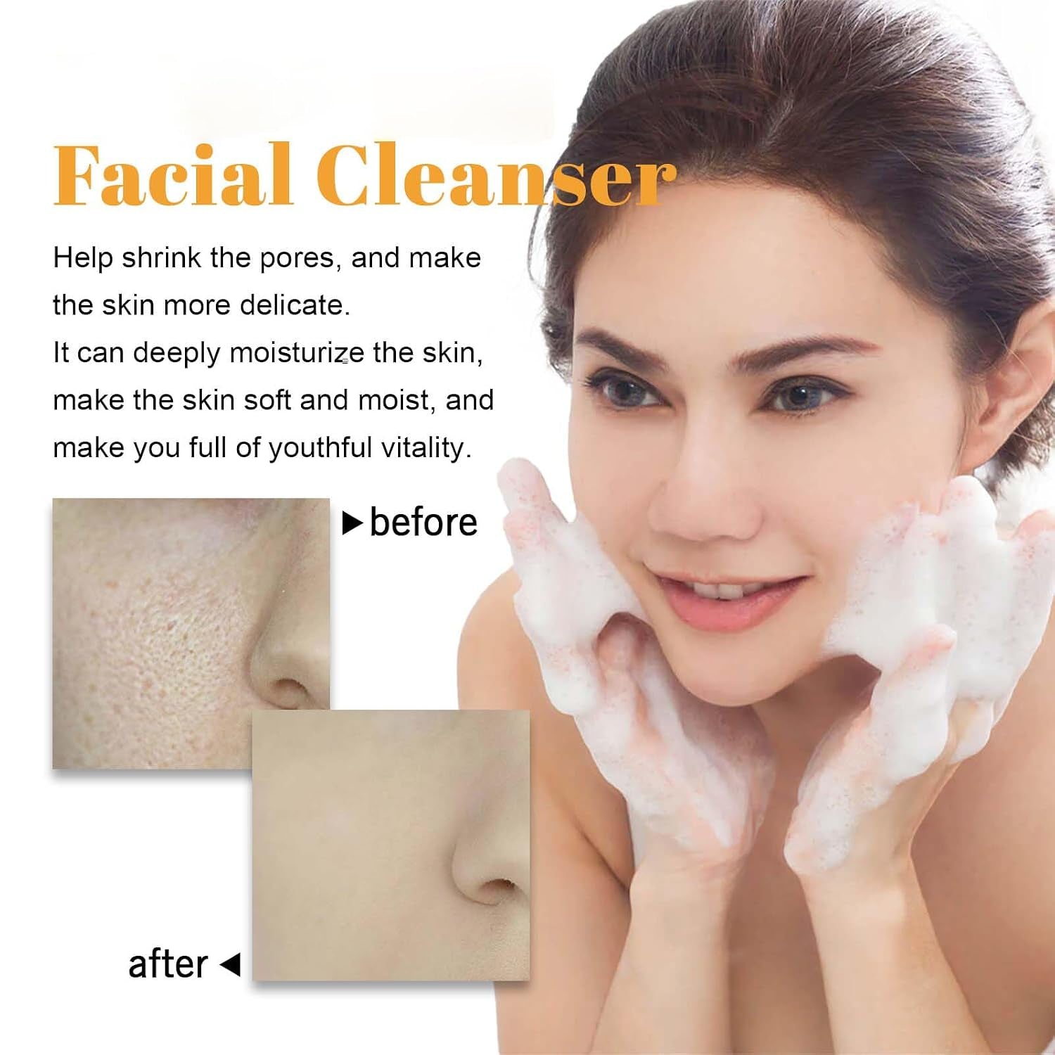 Turmeric Face Wash with Brush, Turmeric Foaming Facial Cleanser for All Skin, 3.38 Fl Oz/Pcs