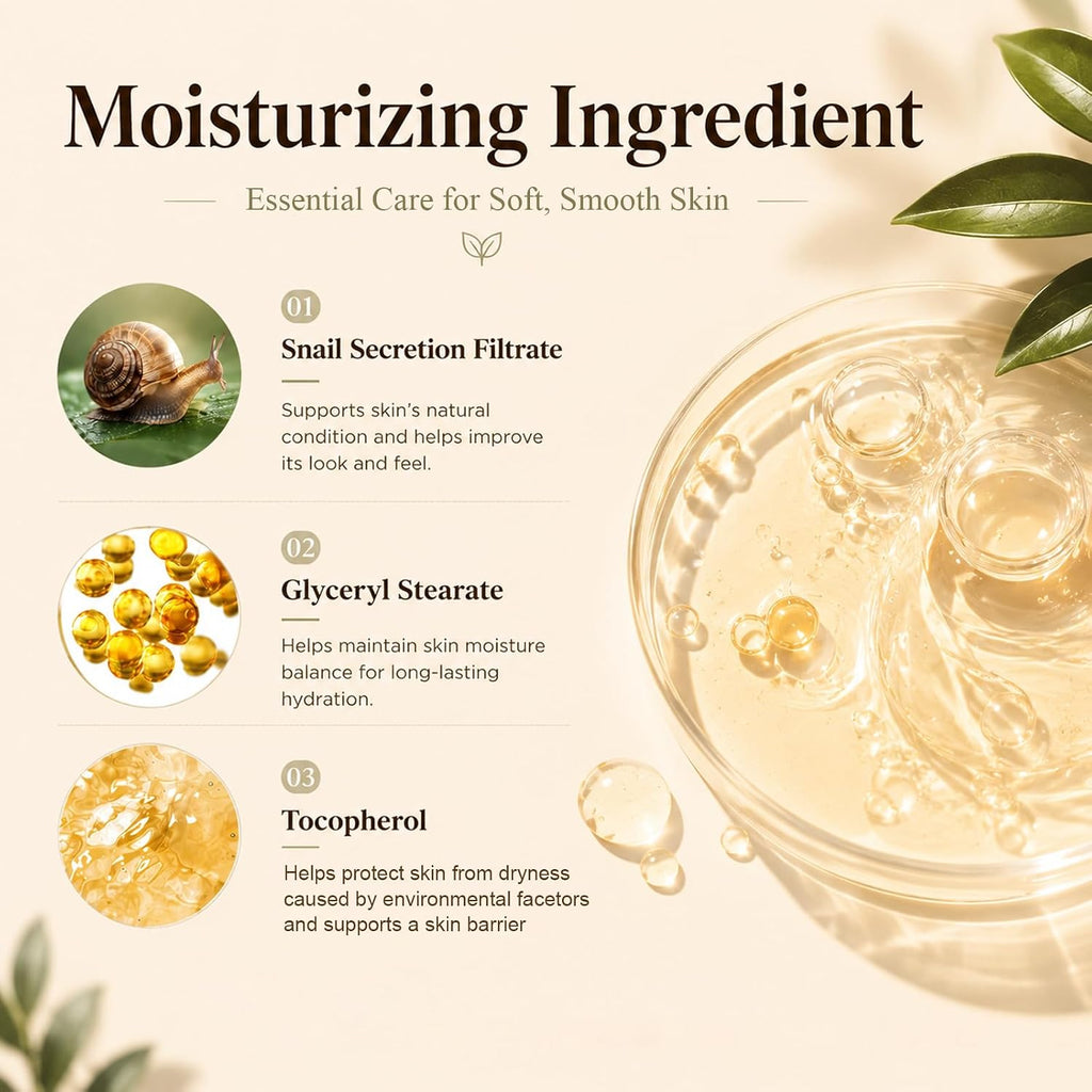 Snail Face Cream, Snail Moisturizer with Snail Secretion Filtrate, Deeply Nourishing and Moisturizing Dry Skin, Leave Skin Soft and Smooth, Reduces the Appearance of Fine Lines
