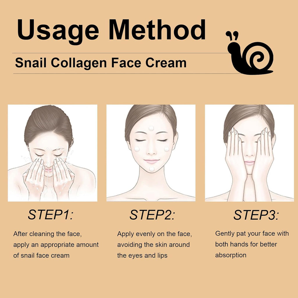 Snail Face Cream, Snail Moisturizer with Snail Secretion Filtrate, Deeply Nourishing and Moisturizing Dry Skin, Leave Skin Soft and Smooth, Reduces the Appearance of Fine Lines