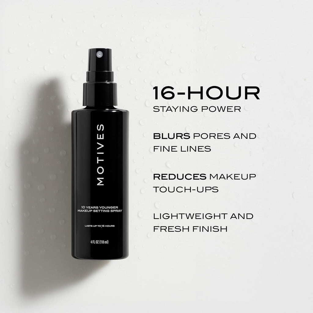 10 Years Younger Makeup Setting Spray - Long-Lasting Hold, Minimizes Slippage, Flawless Finish, Minimizes Pores, Lines, Wrinkles & Scars, Makeup Setting Spray, Oil-Free, 4 Fl. Oz