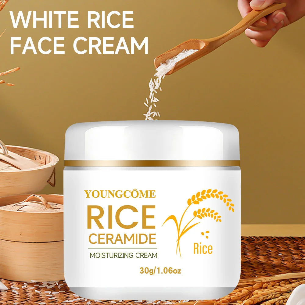 30/60G Rice Cream for Face White Rice Essence Brightening Moisturizing Cream Lightweight Moisturizer Face Cream Smooth Lines