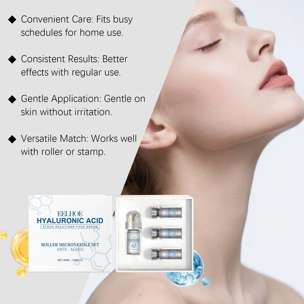 EELHOE Hyaluronic Acid Face Serum – Deep Hydration & Skin Repair Roller Essence Set