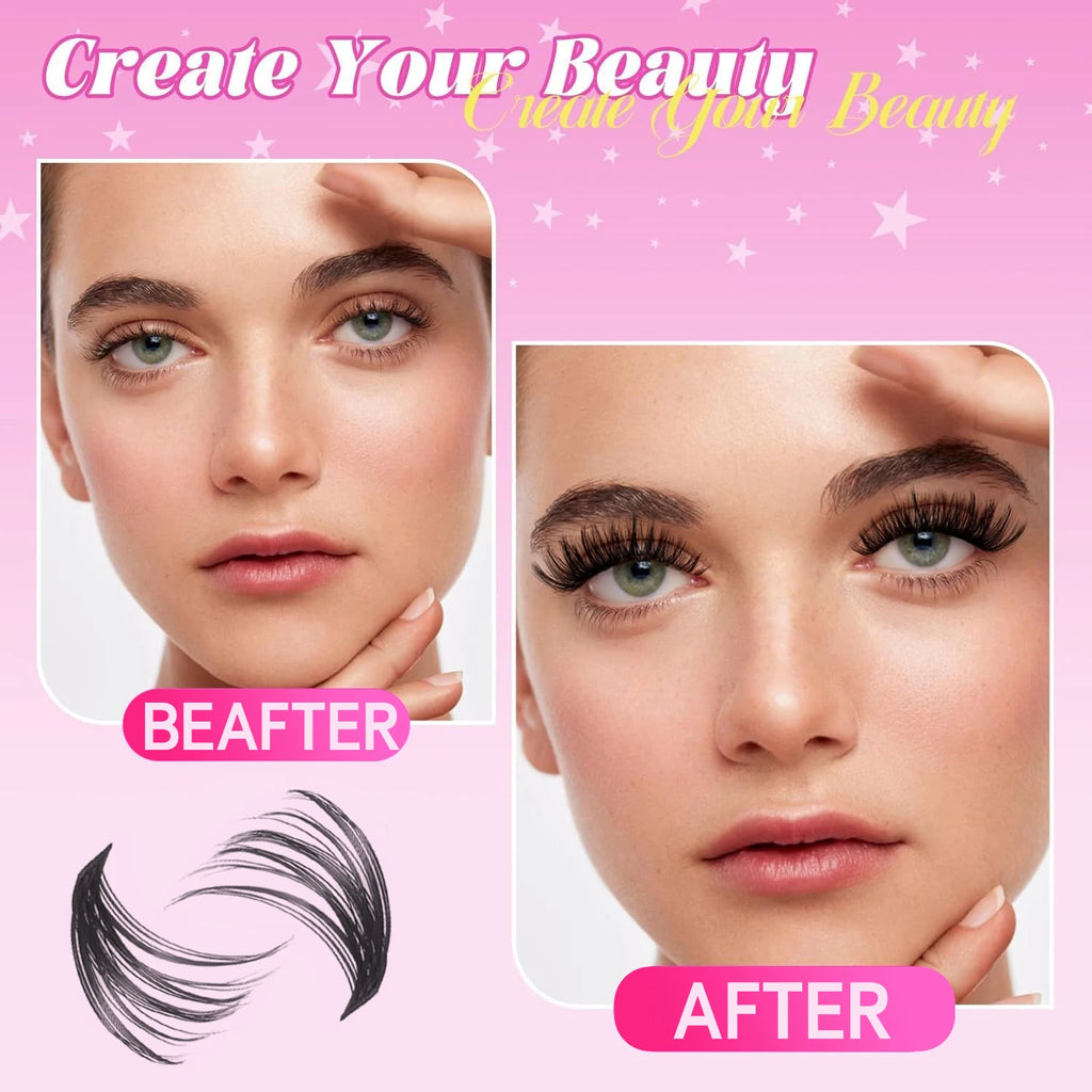 DIY Individual Cluster Lashes Kit – 30D/40D/50D Wispy Eyelash Extension Set with Bond & Seal