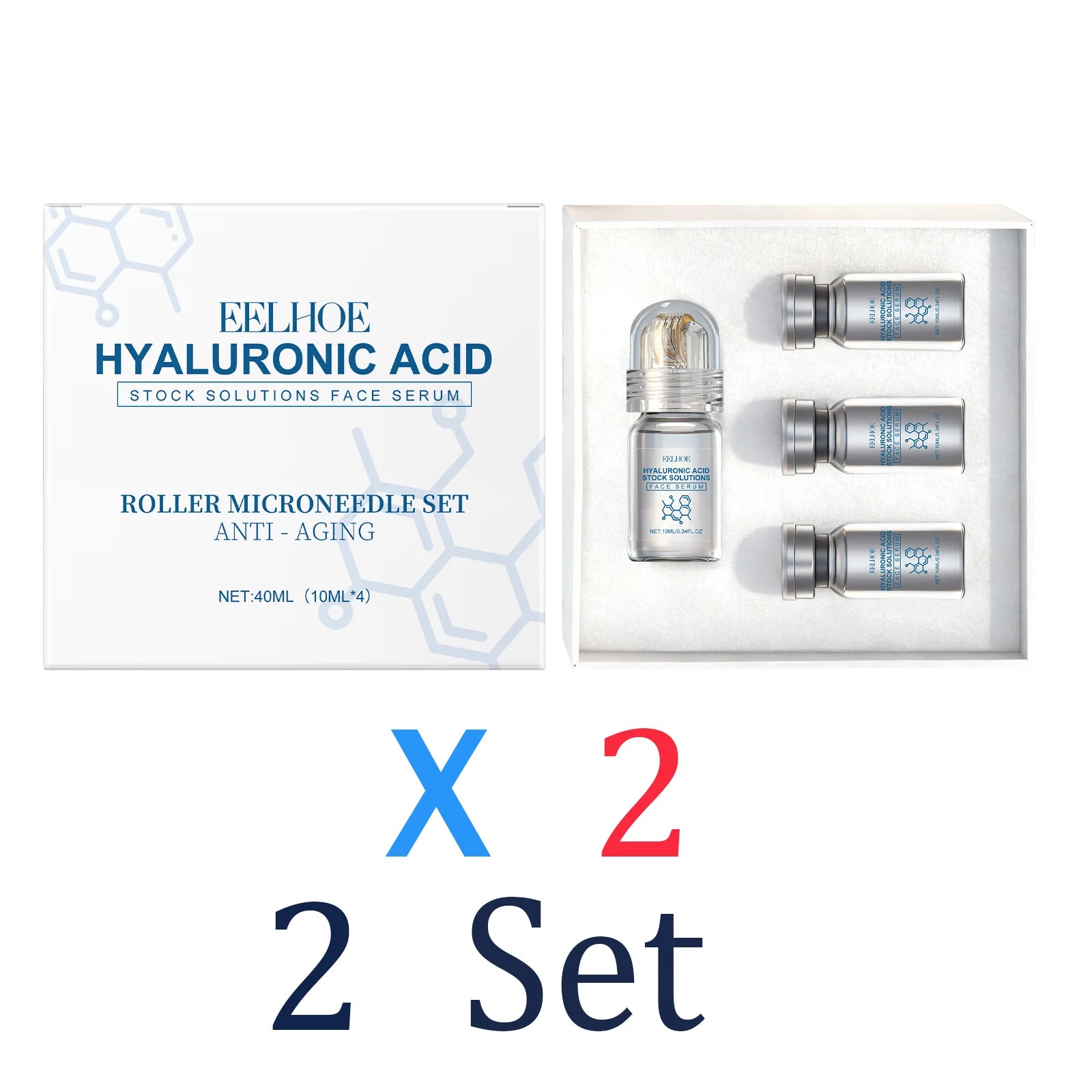 EELHOE Hyaluronic Acid Face Serum – Deep Hydration & Skin Repair Roller Essence Set