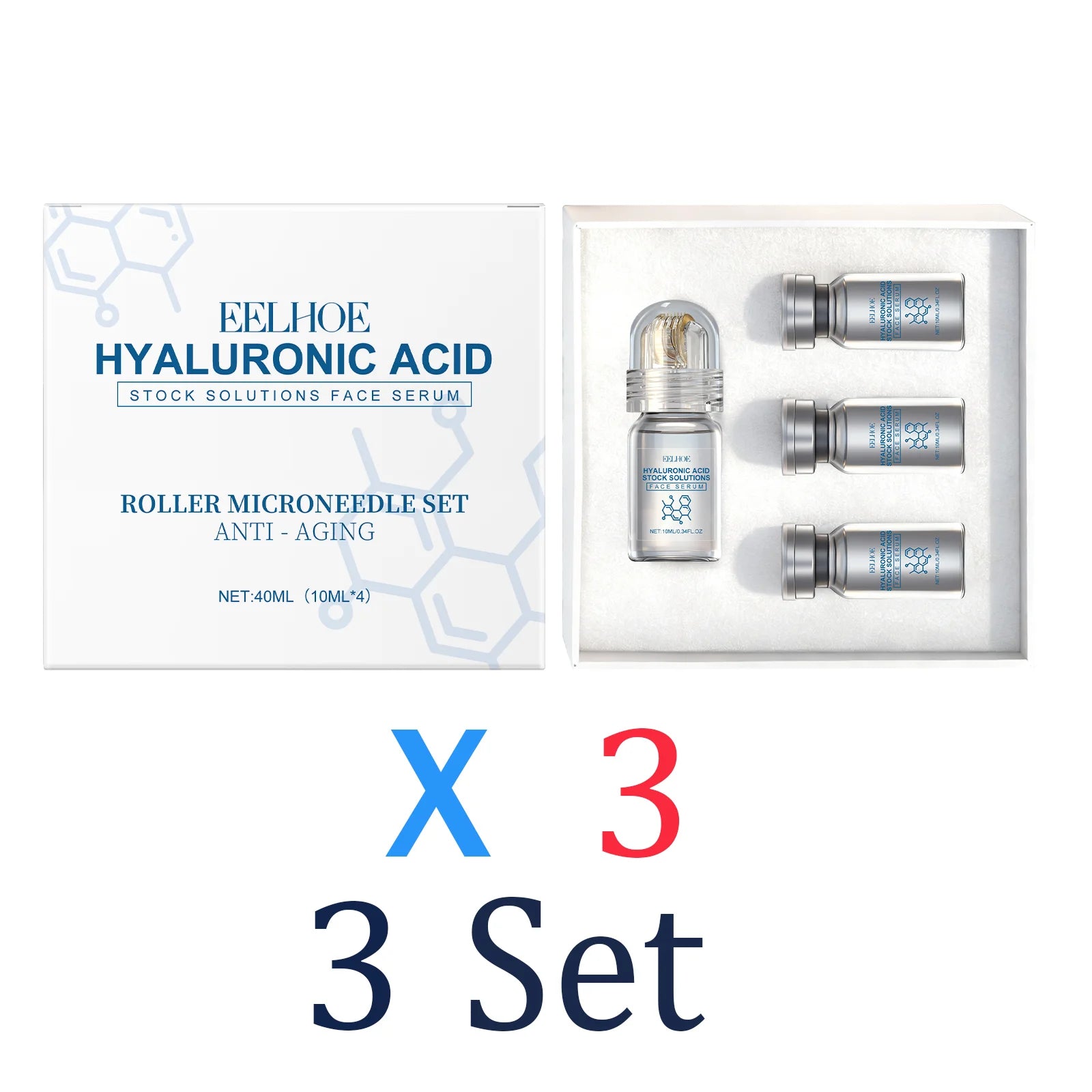 EELHOE Hyaluronic Acid Face Serum – Deep Hydration & Skin Repair Roller Essence Set