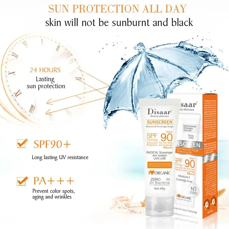 SPF 90+ Waterproof Sunscreen – Broad Spectrum UV Protection for Face & Body | Lightweight Sunblock Cream
