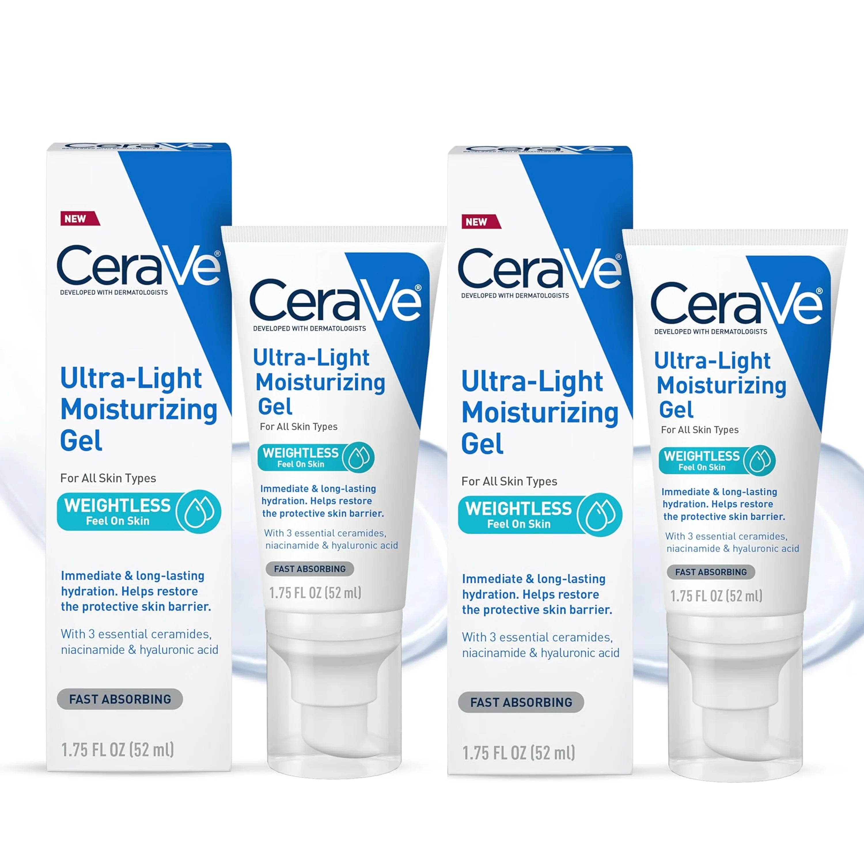 Ultra-Light Hydrating Face Moisturizer Gel – Ceramides, Niacinamide & Hyaluronic Acid | Oil-Free & Fragrance-Free | 1.75 Fl Oz