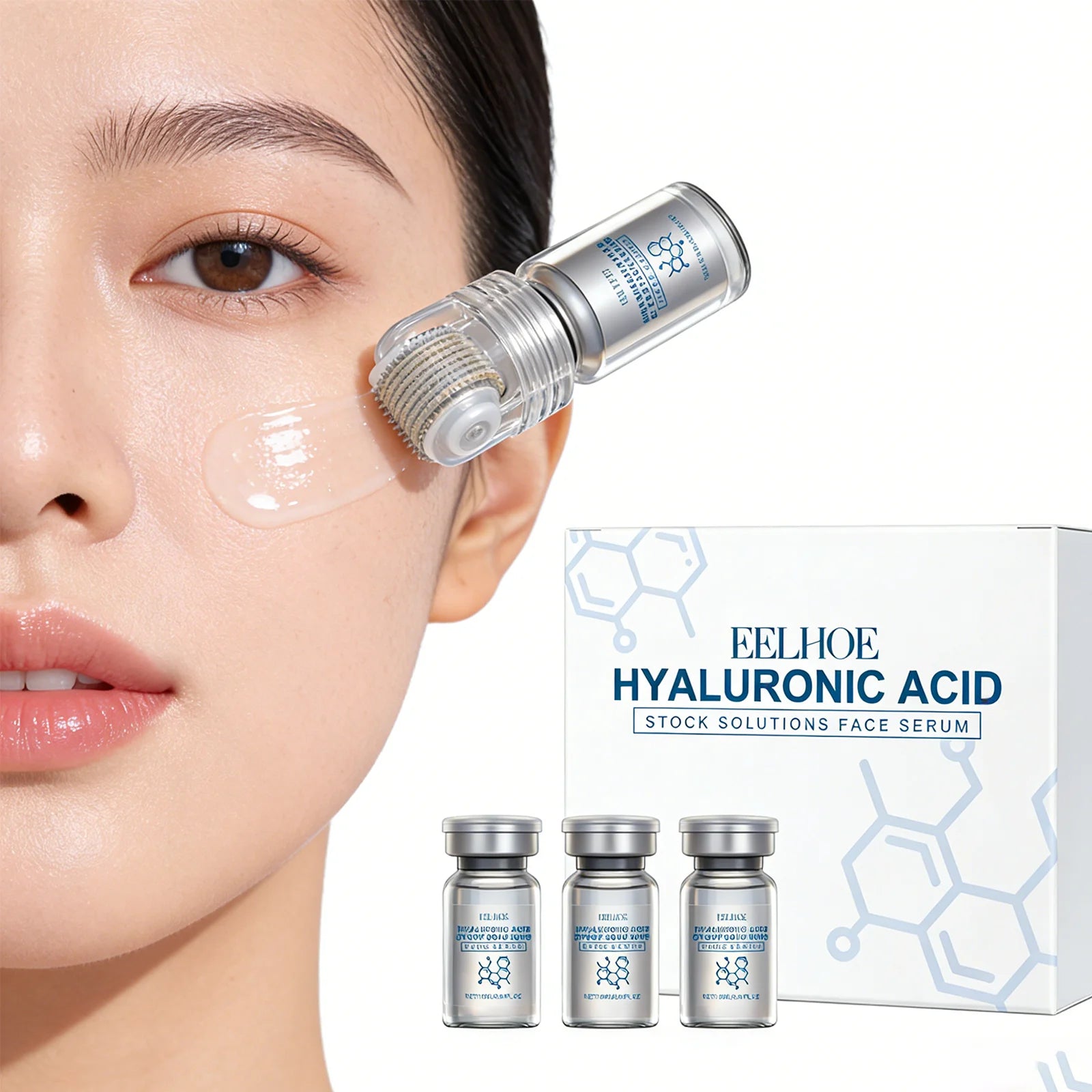 EELHOE Hyaluronic Acid Face Serum – Deep Hydration & Skin Repair Roller Essence Set
