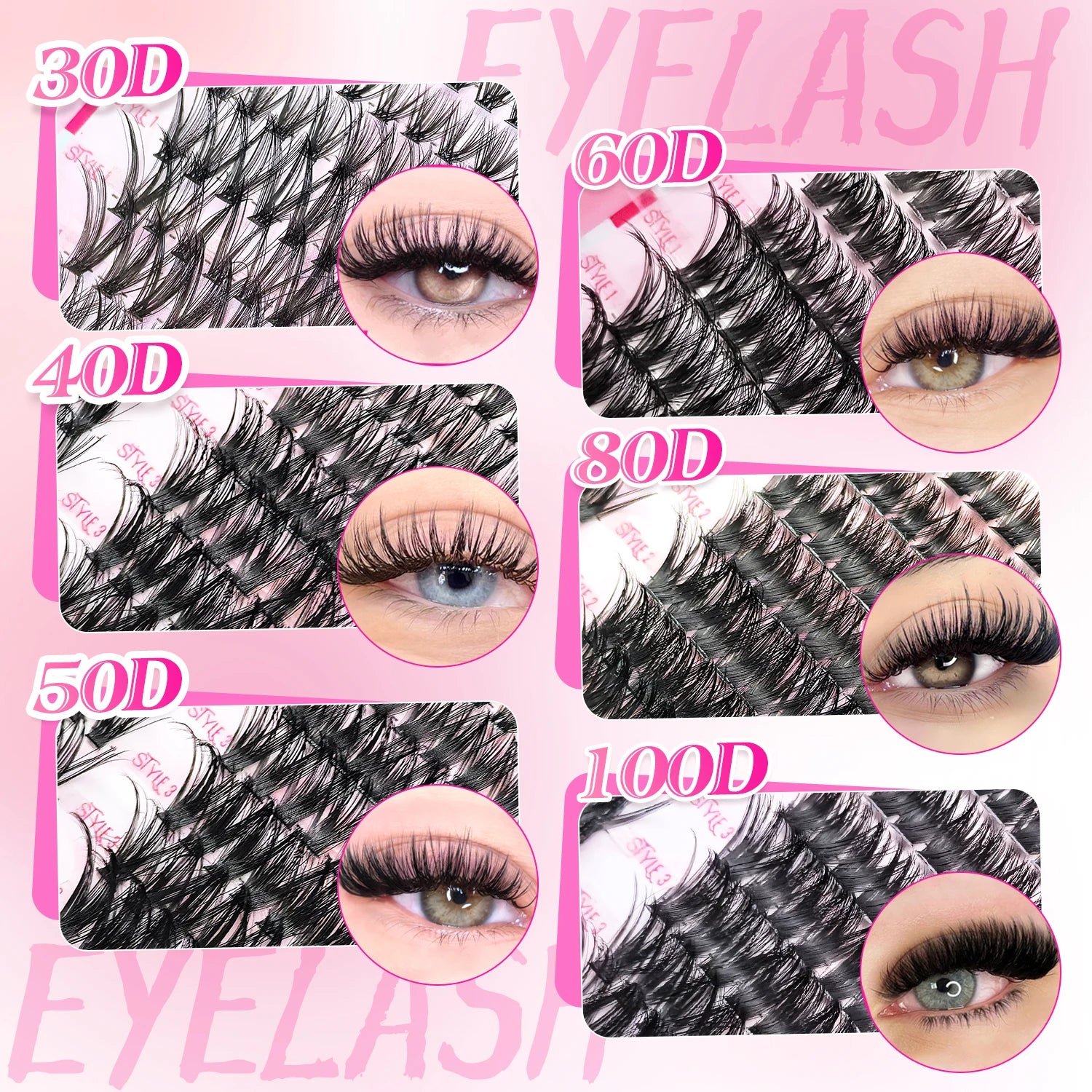 DIY Individual Cluster Lashes Kit – 30D/40D/50D Wispy Eyelash Extension Set with Bond & Seal