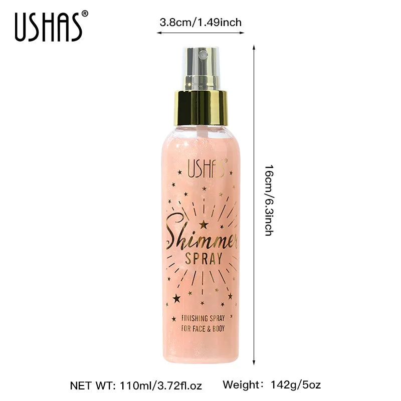 USHAS Body Glitter Spray – Lightweight Shimmer for Face & Body