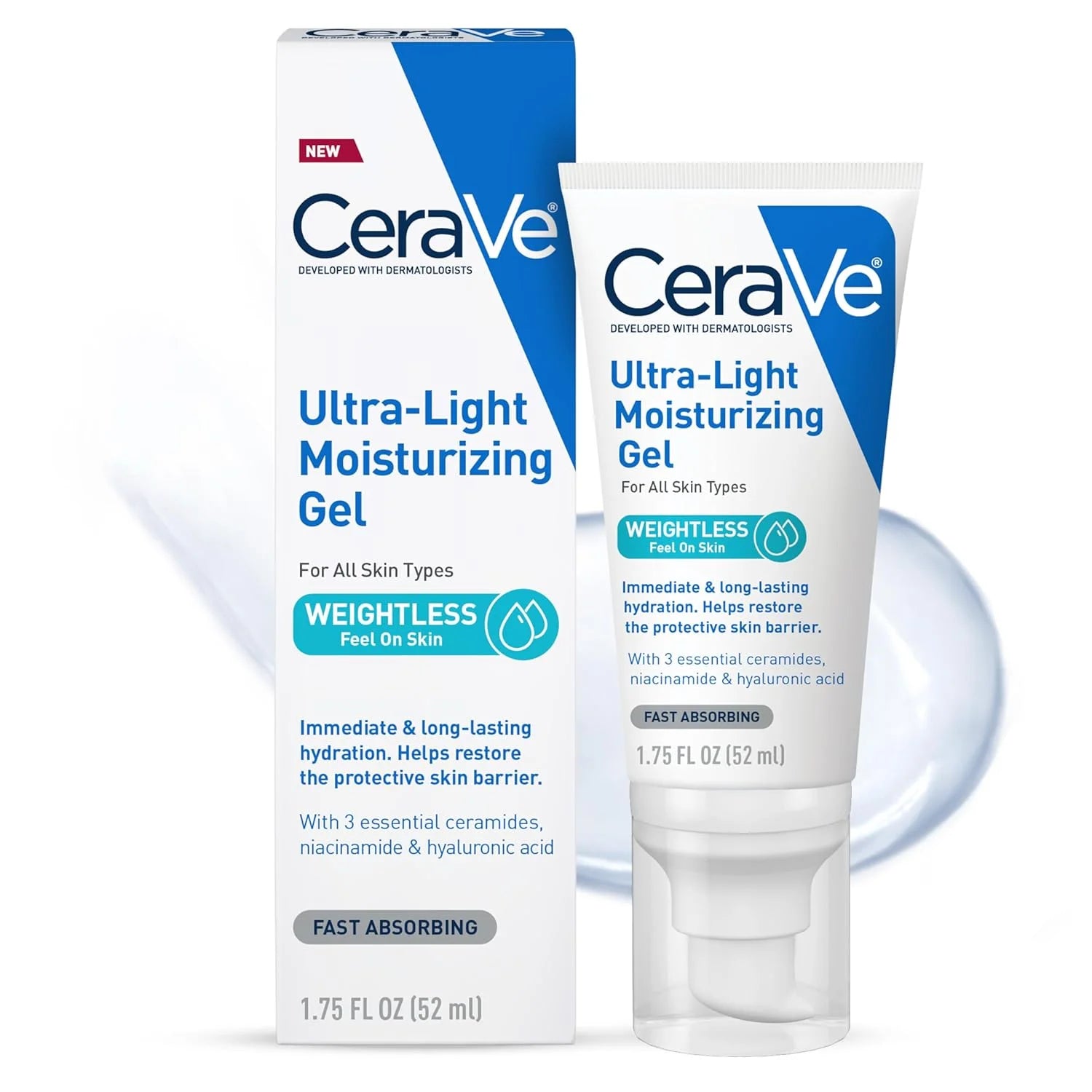 Ultra-Light Hydrating Face Moisturizer Gel – Ceramides, Niacinamide & Hyaluronic Acid | Oil-Free & Fragrance-Free | 1.75 Fl Oz