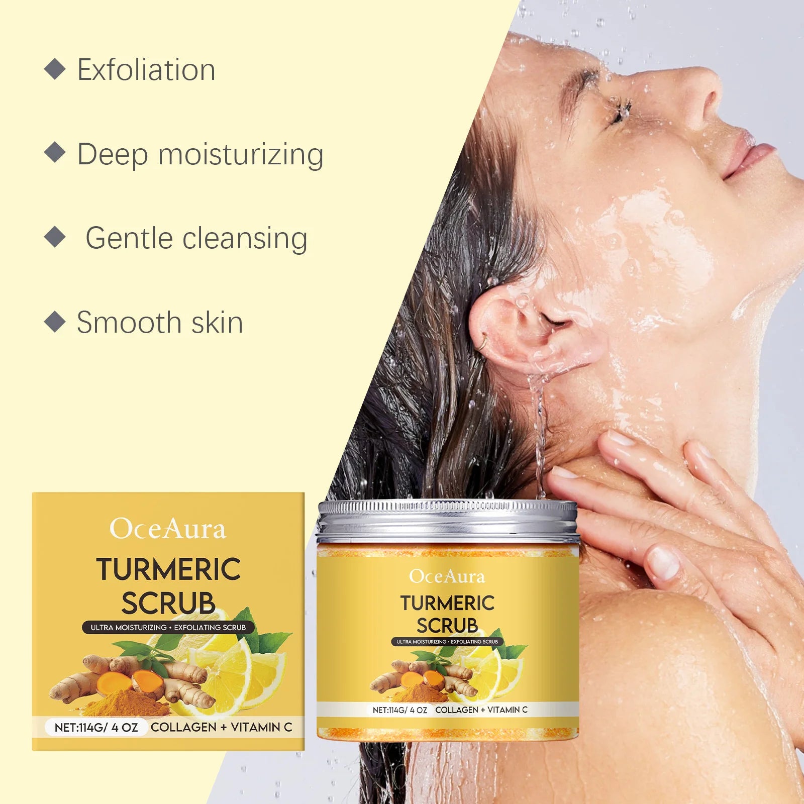 Turmeric Exfoliating Body Scrub – Deep Cleansing & Smoothing Body Polish for Radiant Skin