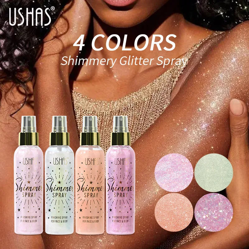USHAS Body Glitter Spray – Lightweight Shimmer for Face & Body