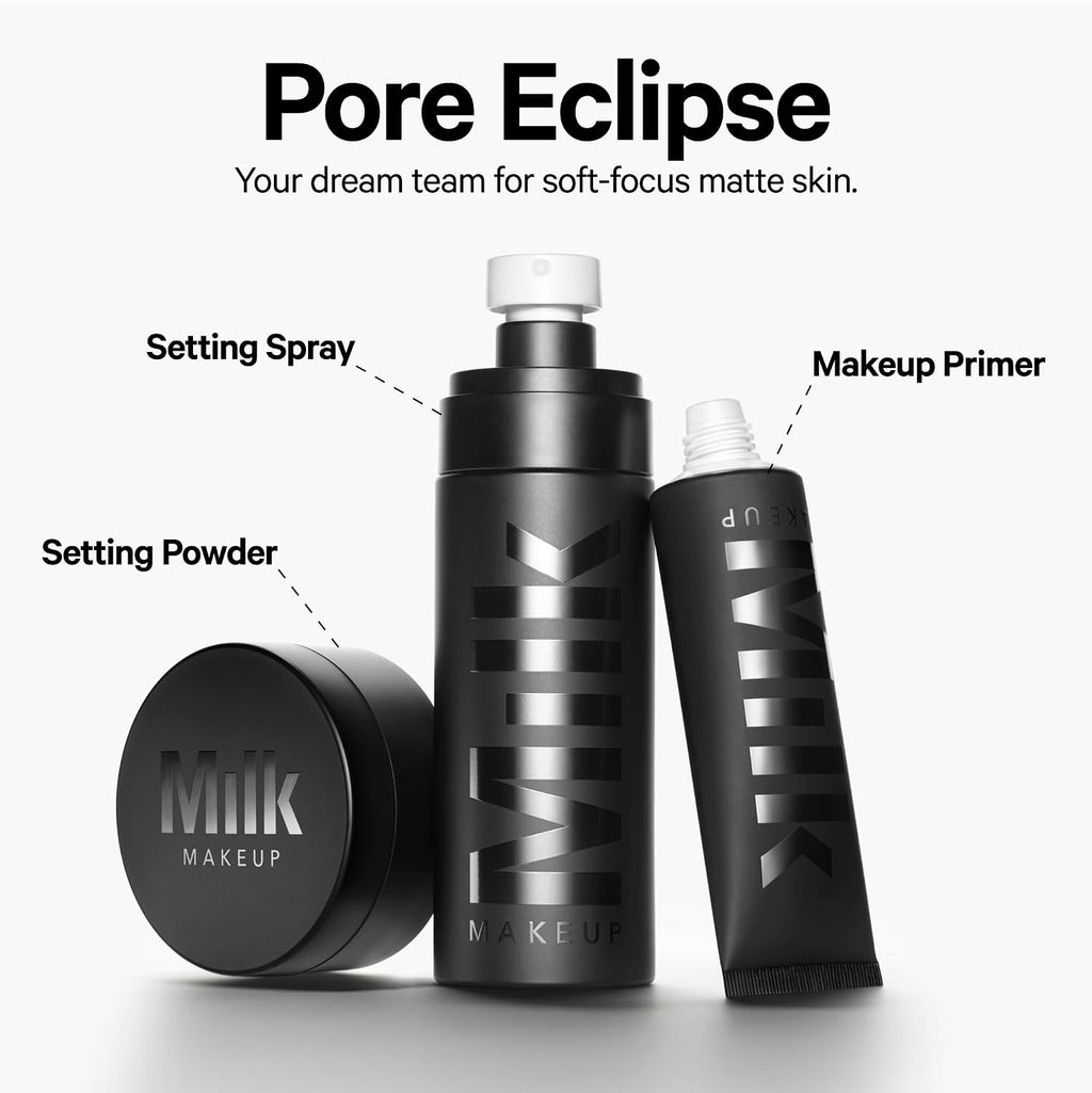 Milk Makeup Pore Eclipse Matte Translucent Setting Powder – Controls Shine, Blurs Pores + Sets Makeup up to 16 Hours – Weightless, Talc-Free Formula with a Matte Finish