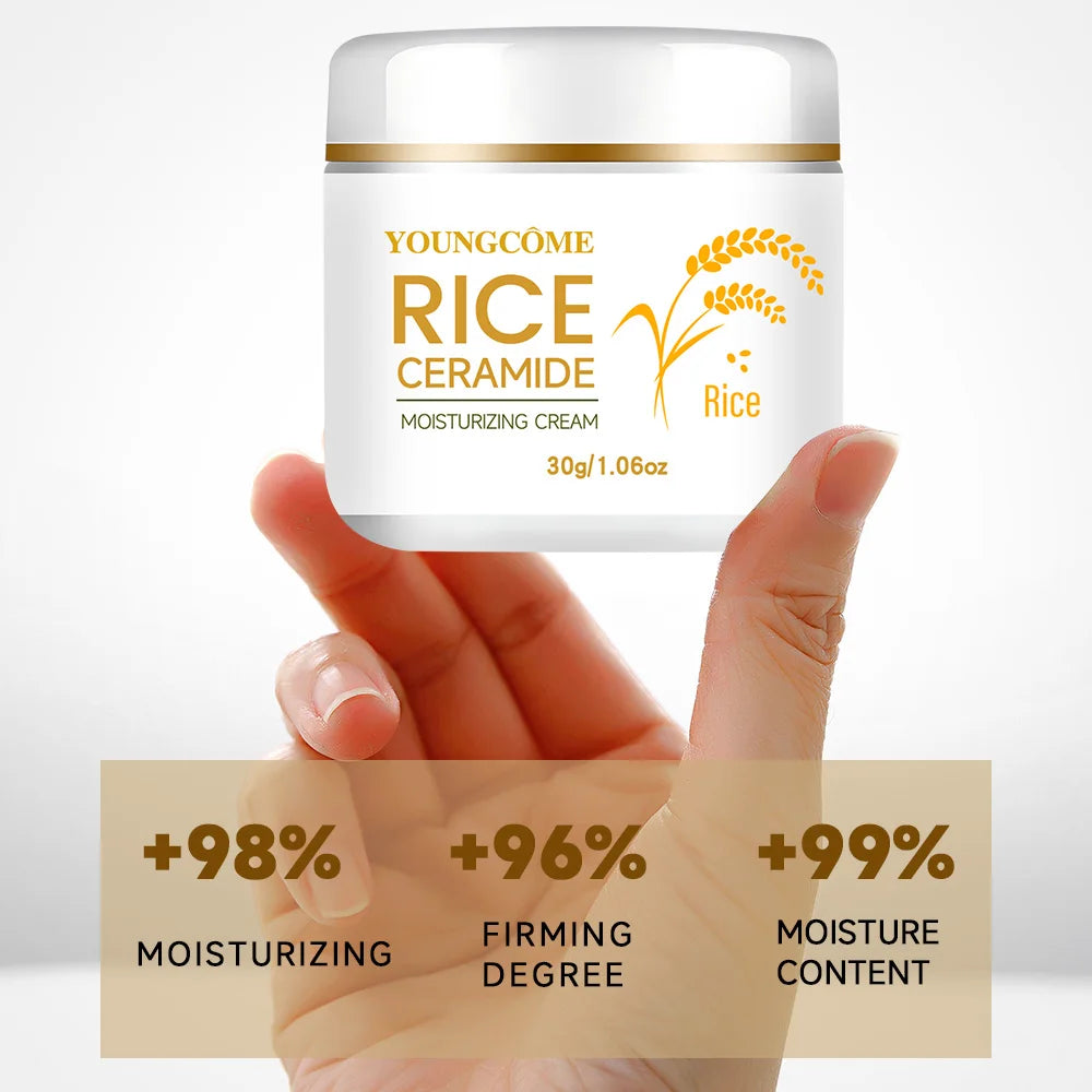 30/60G Rice Cream for Face White Rice Essence Brightening Moisturizing Cream Lightweight Moisturizer Face Cream Smooth Lines