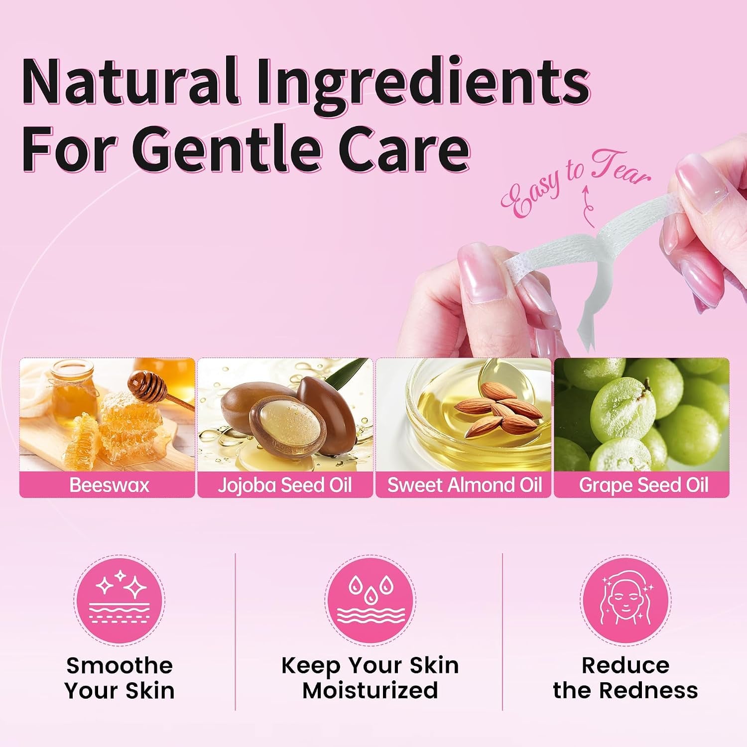 Facial Wax Strips for Hair Removal - Eyebrow Wax Strips at Home - 24 Strip, 4 Calming Oil Wipes for All Skin Types for Women
